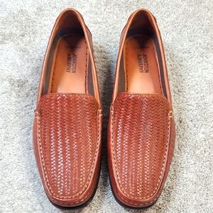 Johnston & Murphy Stoltz Woven Brown Leather Loafers. Size 9.5